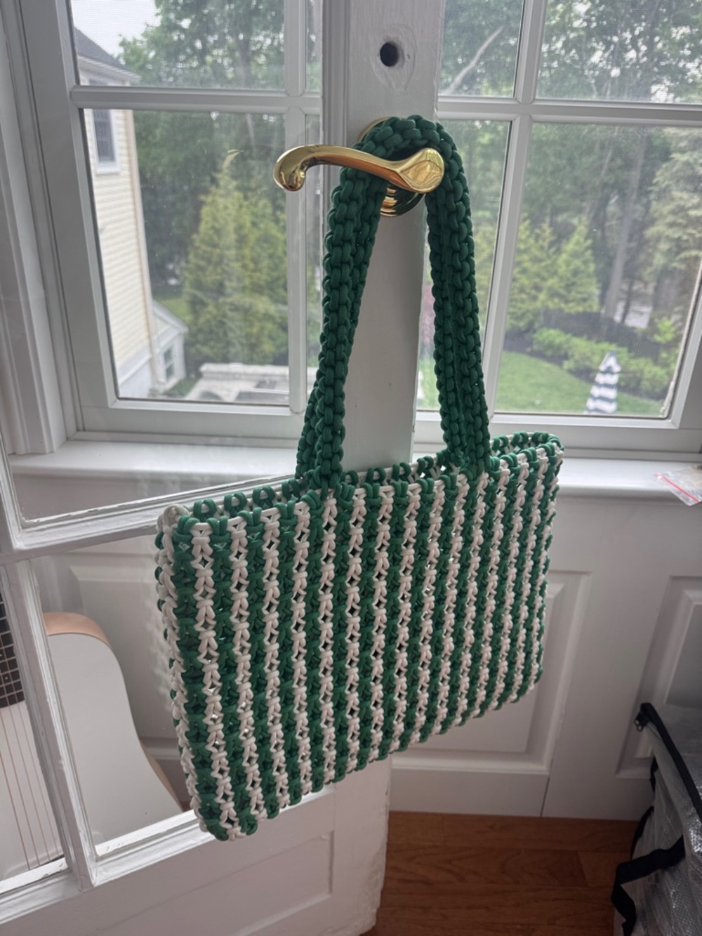 Loeffler Randall Green & White Woven Shoulder Tote - Picture 4 of 4